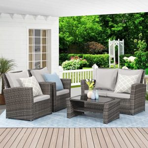 Wisteria Lane 4 Piece Outdoor Patio Furniture Sets with Cushion